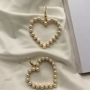 Pearl Heart Drop Earrings